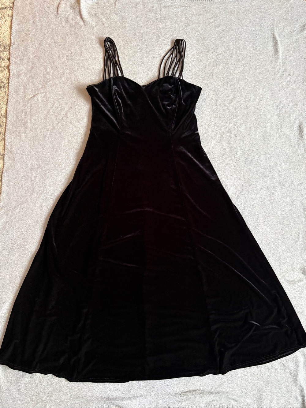 Black Vintage Velvet A-Line Dress with Strappy Details